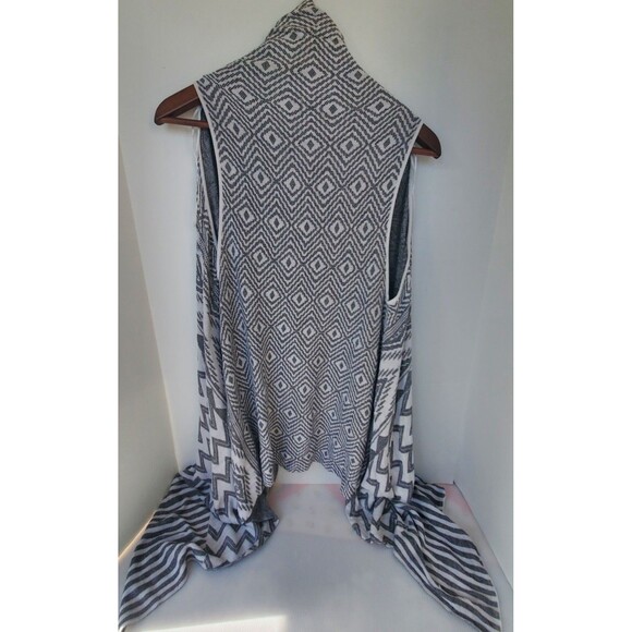 Como Vintage Vest Cardigan XL Aztec Open Front Fly Away Gray Geometric Women's - Picture 2 of 8